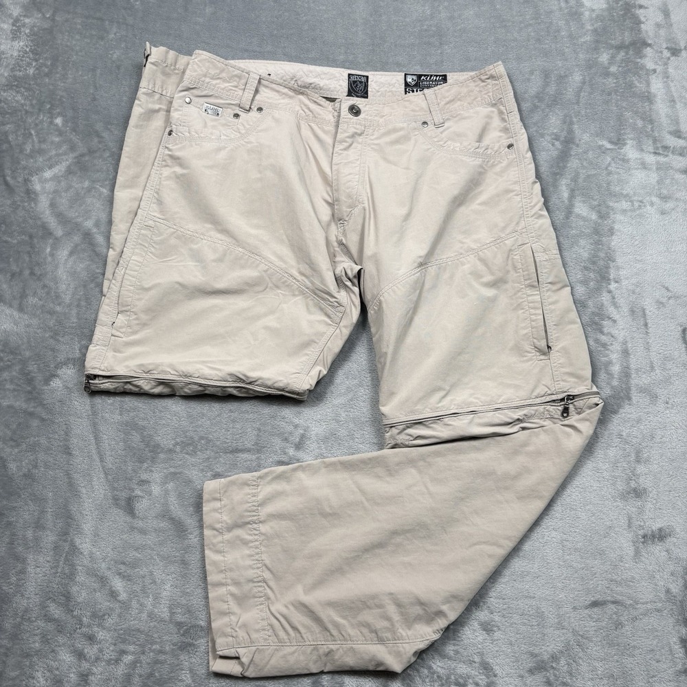 KUHL Liberator Convertible Pants Men's 38x30 Beige Stealth Hiking Cargo Gorpcore